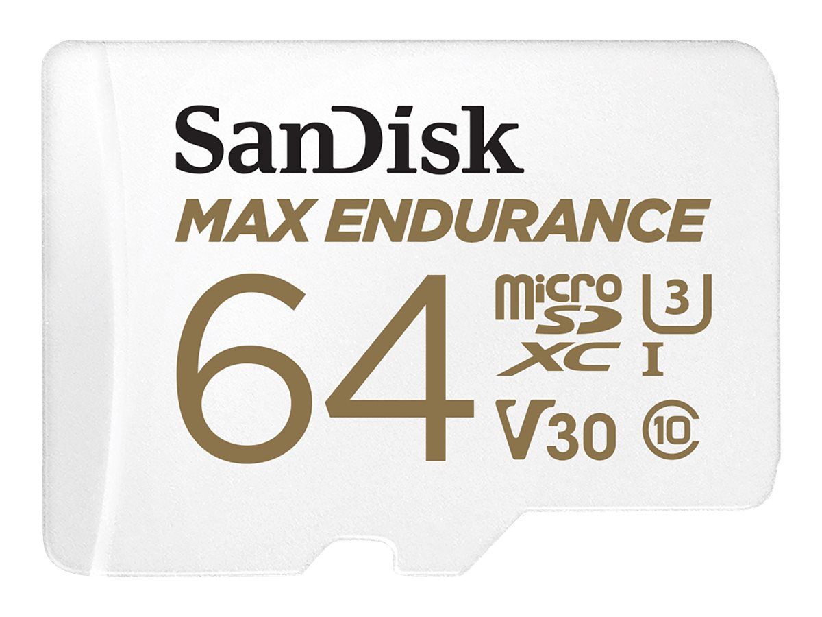 SanDisk Max Endurance - Flash-muistikortti (microSDXC to SD -adapteri sisältyvä) - 64 Gt - Video Class V30 / UHS-I U3 / Class10 - microSDXC UHS-I